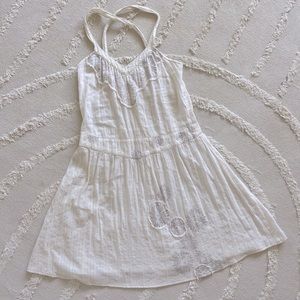 Vintage Off White Cotton with Appliqué Sundress, Size S
